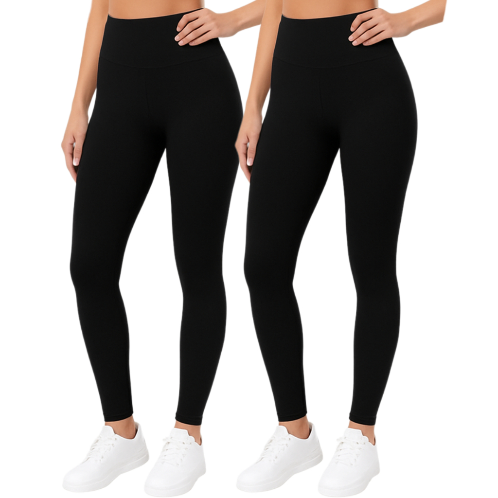Kit 2 Calça Legging Feminina Academia Levanta Bumbum Não Transparente Poliamida Lisa Tecido Grosso