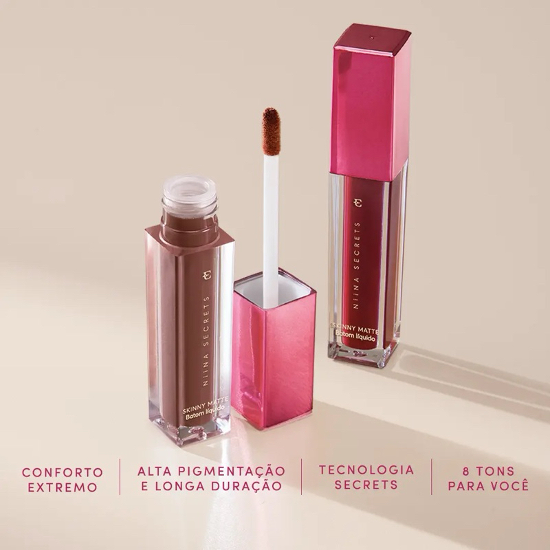 Batom Líquido Vermelho Hibisco / Rose Gardenia Niina Secrets Skinny Matte 5ml - Eudora