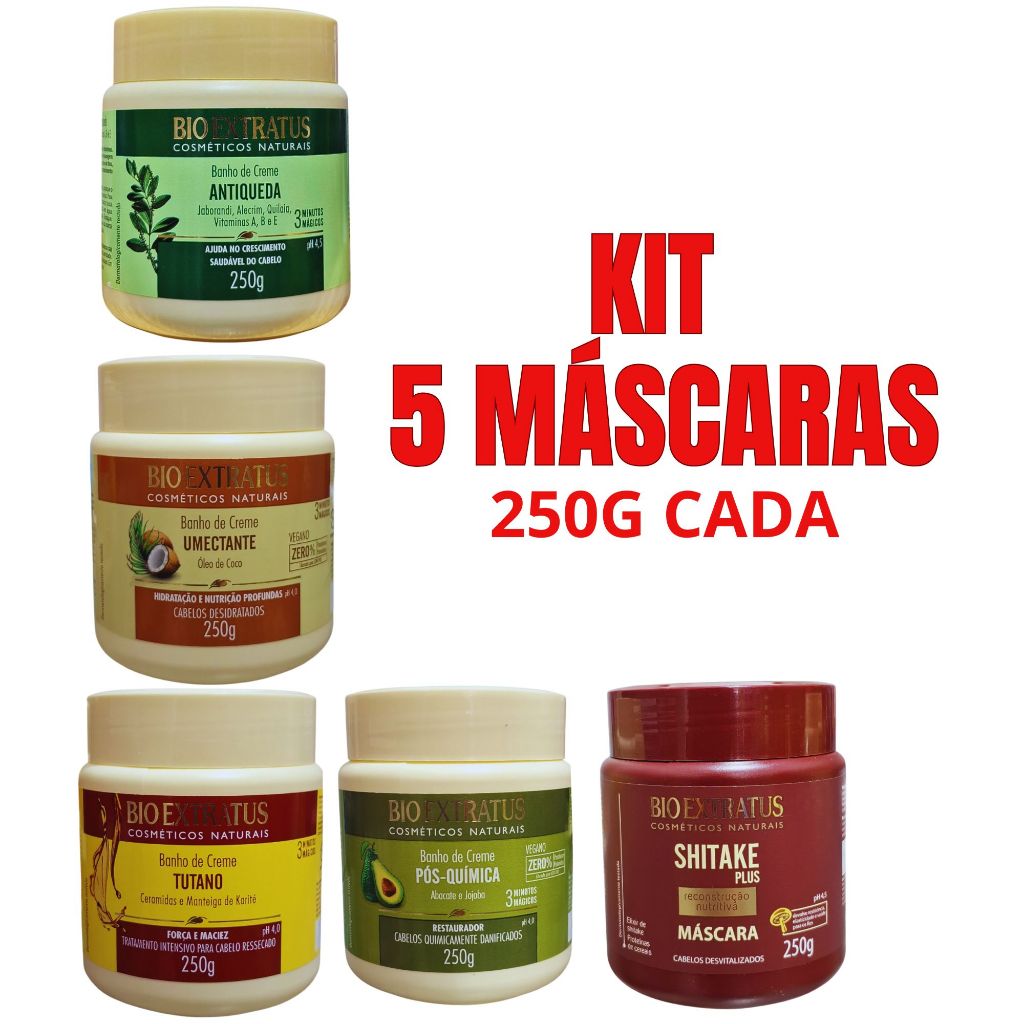 Cronograma Completo 5 Máscaras BioExtratus 250g Hidratação Nutrição Reconstrução Recuperação Total
