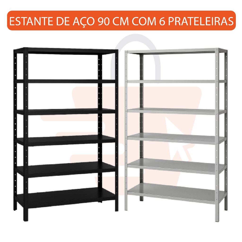 Estante Prateleira de Aço 6 Bandejas 198x90cm Armario Multiuso Resistente Suporta até 180kg