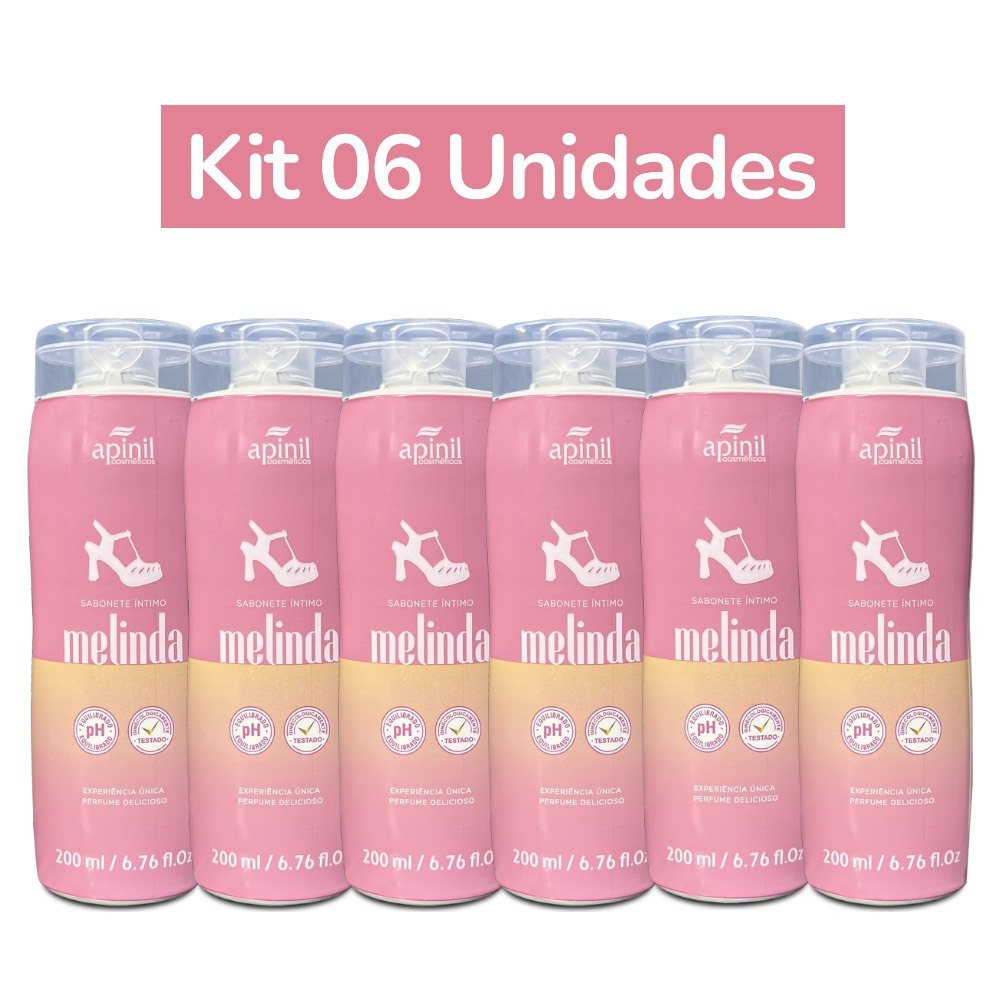 KIT 6 UNIDADES SABONETE ÍNTIMO MELINDA  200mL APINIL