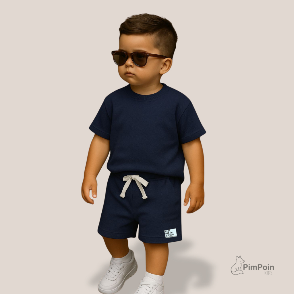 Conjunto Infantil Menino 1 a 3 Anos | Piquê Texturizado com Camiseta e Shorts - streetwear Over em Oferta na Shopee