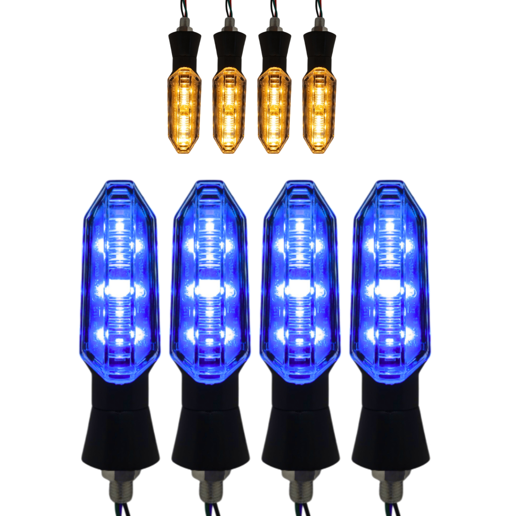 2 Pares de Pisca Sequencial 4 UNIDADES Parafuso Led com Drl Azul Cg HONDA/YAMAHA em Oferta na Shopee