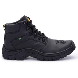 Bota Masculina, Coturno Masculino, Coturno Couro Legitimo Motoqueiro, Bombeiro, Policial.