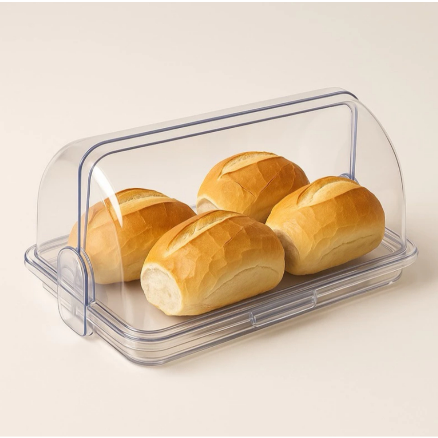 Porta Pão Cristal com Tampa Articulável Acrílico 30x20cm – Guarda Pães, Bolos e Doces em Oferta na Shopee