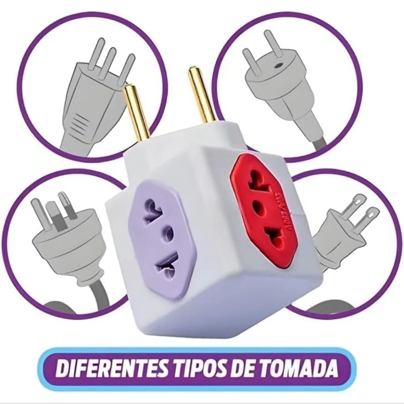Kit 50 adaptador de tomada benjamin Cubo 3D 10A/20A em Oferta na Shopee