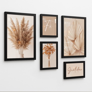 Kit 5 Quadrinhos Decorativos Gratidão Boho Trigo Prosperidade Flores Fé Sala Hall em Oferta na Shopee