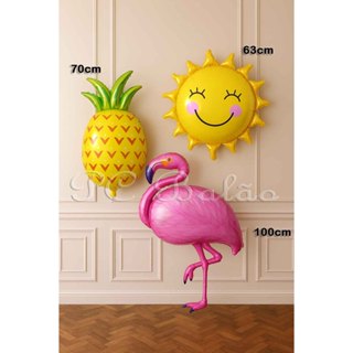 Kit 3 Balão Metalizado 1 Flamingo 100CMM Rosa + 1 Abacaxi 70CM + Sol 63CM TROPICAL ANIVERSÁRIO em Oferta na Shopee