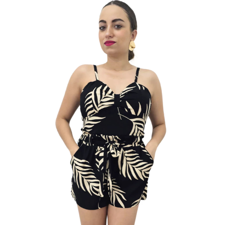 Conjunto Feminino Florido Short e Cropped de Alça