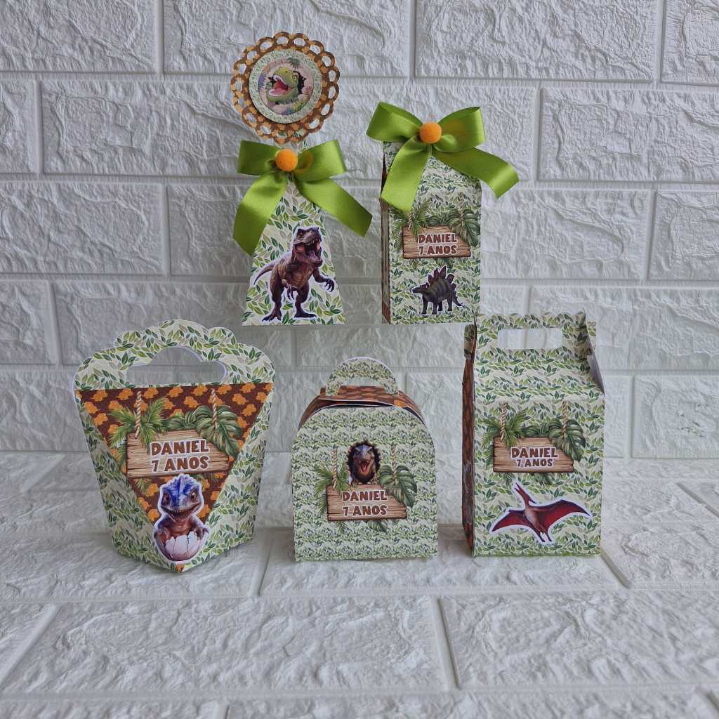Kit Festa Tema Dinossauro Caixinhas Personalizadas Lembrancinhas de Aniversário  Personalizados Clássicos Menino