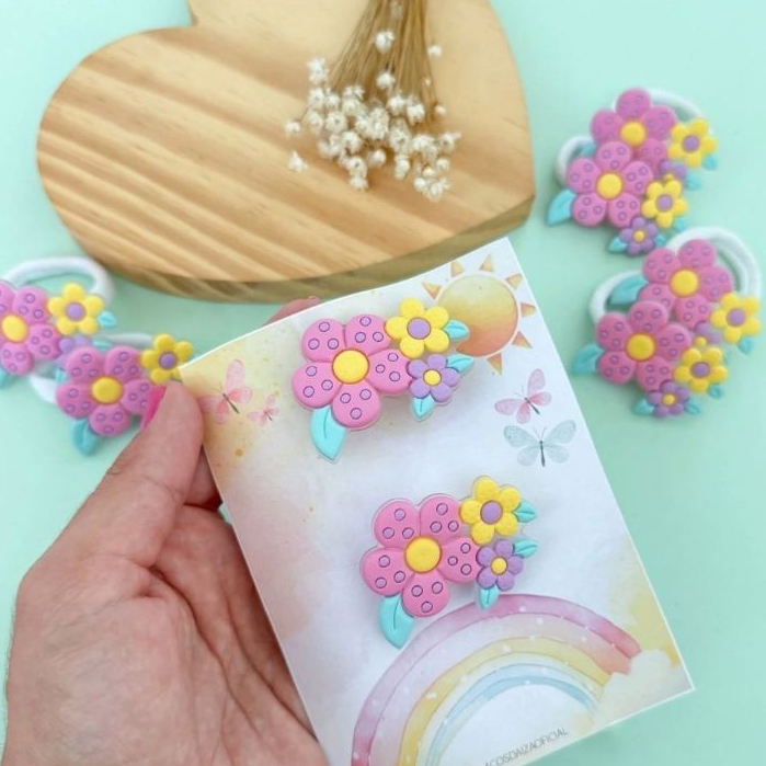 Rabicó de cabelo infantil flor - Xuxinha de cabelo Flor