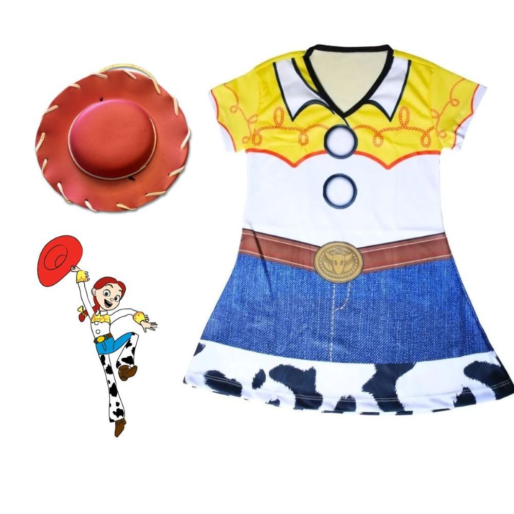 Fantasia Roupa Infantil Jessie Com Chapéu Toy Story Cowgirl
