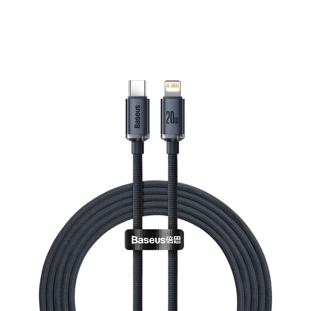 Cabo Baseus Crystal Shine 2m USB-C para Lightning | iPhone 11 12 13 14 |Turbo 20W Carregamento Turbo