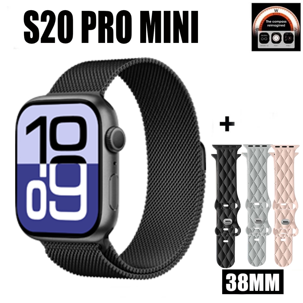 Relógio Smartwatch S20 PRO MINI Série10 38mm NFC GPS Bluetooth Call Amoled Chat GPT llha Dinamica x9 Pro 45MM Smartwatch