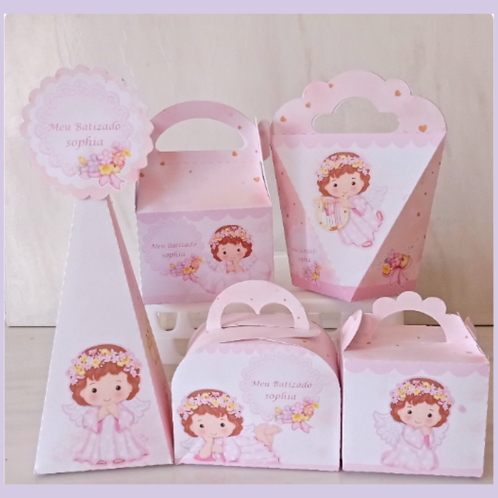 Kit festa Batizado Personalizada Lembrancinhas Caixinhas Decoração Mimos Aniversário Festa Infantil | Pegue e Monte