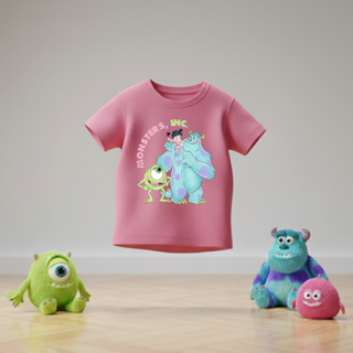 Camiseta Infantil Monstro Azul e Monstrinho Verde | Estampa Divertida | Algodão Respirável em Oferta na Shopee
