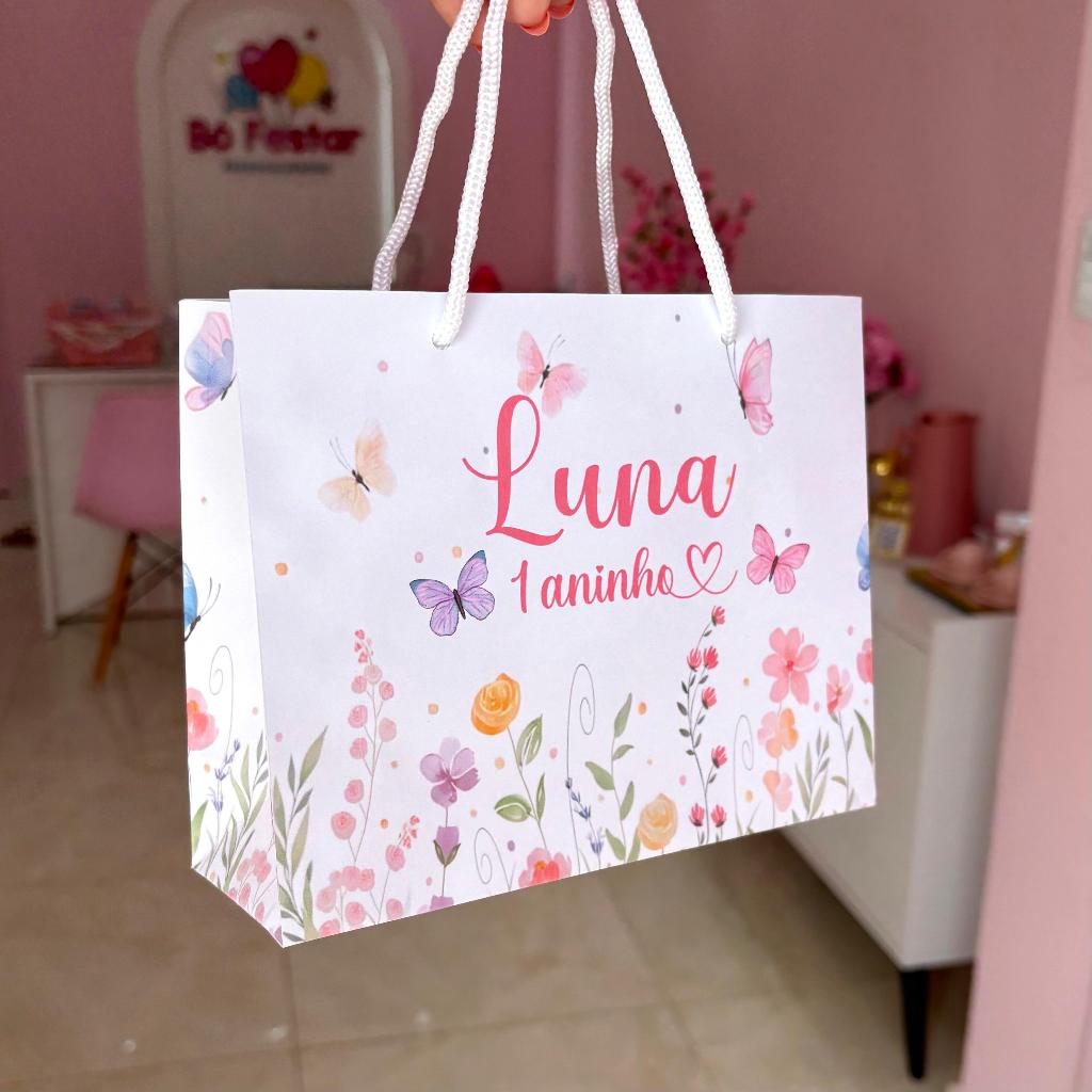 Sacolinha PEGUE E MONTE Personalizada Jardim das Borboletas | Lembrancinhas | Aniversário | Sacola Surpresa