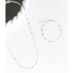 Conjunto Colar e Pulseira Corações Folheado a Prata 925 Presente Romântico Presente Feminino
