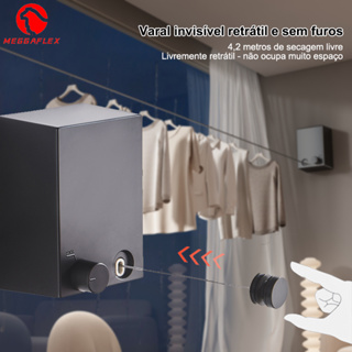 Kit Varal Retrátil de Aço para Lavanderia, Arame Resistente, Suporta até 20kg MEGGAFLEX em Oferta na Shopee