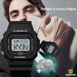 Relógio Digital Masculino à Prova D'água Relógios De Pulso LED Luminoso Para Esportes Pre…