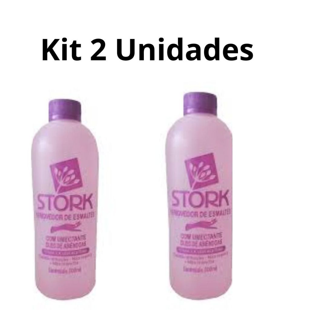 2 Removedores  De Esmaltes Sem Acetona Stork 500ml Óleo Amêndoas