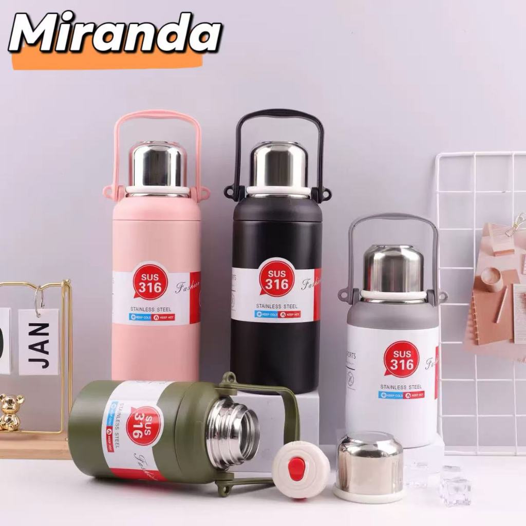 Garrafa Térmica 1100ml Com Alça Flip Aço Inoxidável Isolamento Térmico Canudo Academia Trabalho- B013