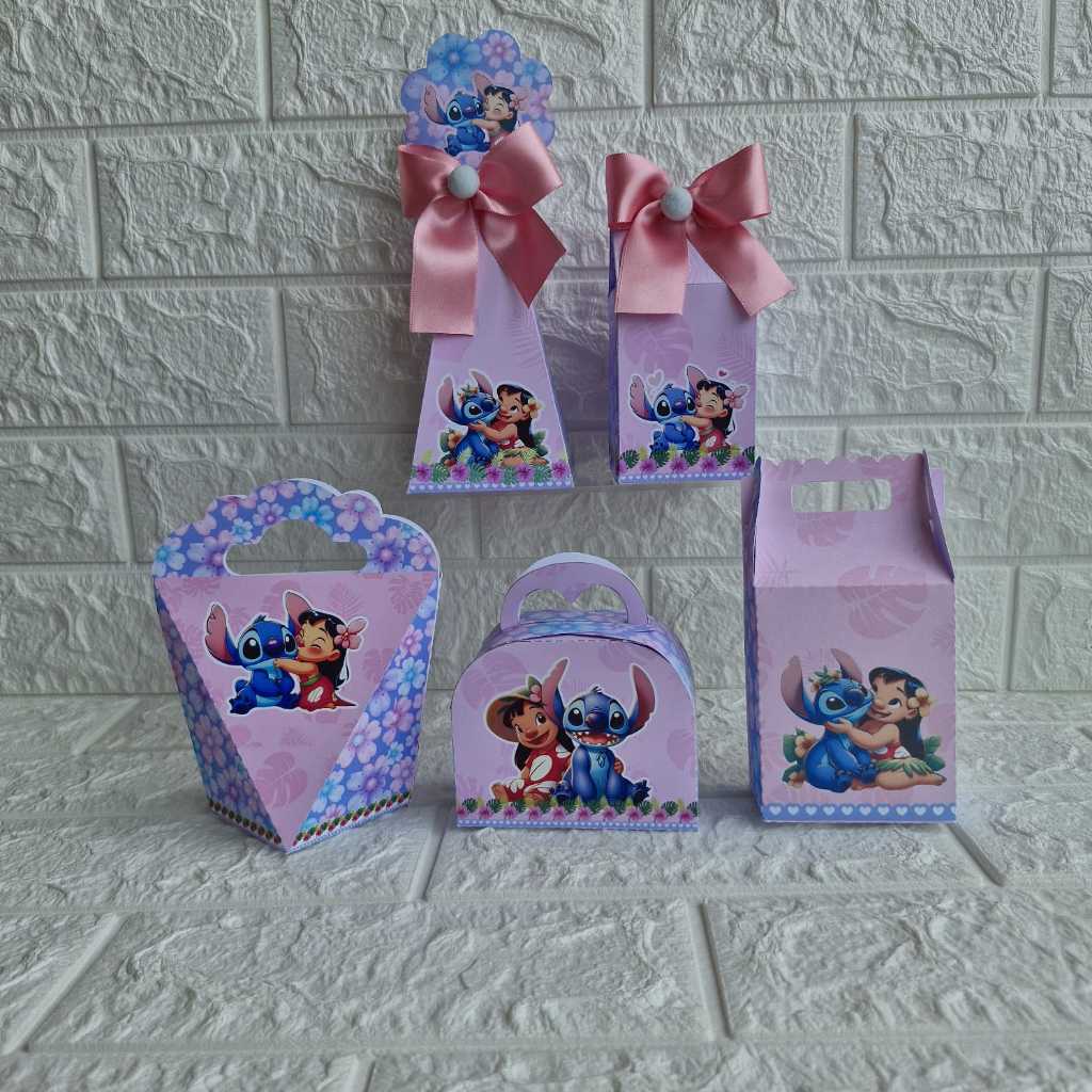 Kit Clássico Tema Stitch e Lillo Caixinhas Personalizadas  Aniversário Lembrancinha Personalizada