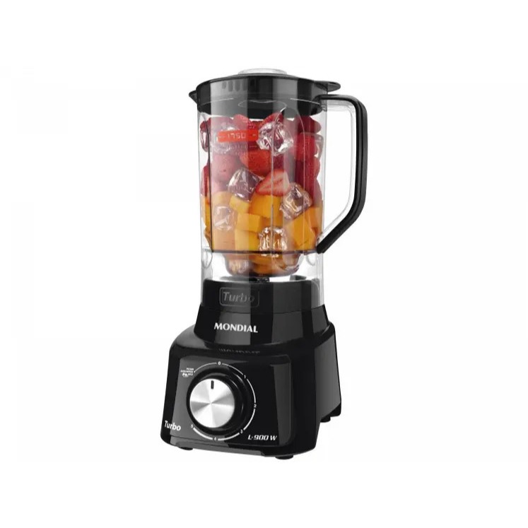Liquidificador Mondial Turbo L-900 FB Copo - Preto Com Filtro 05 Velocidades 900W  110V