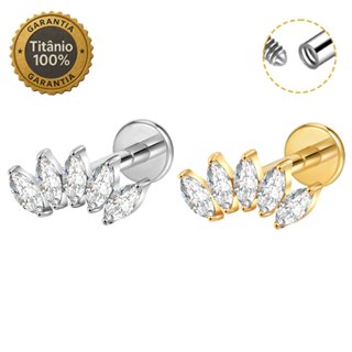 Piercing Helix Tragus Conch Labret 100% Titânio Cluster Zircônia Cravejada em Oferta na Shopee