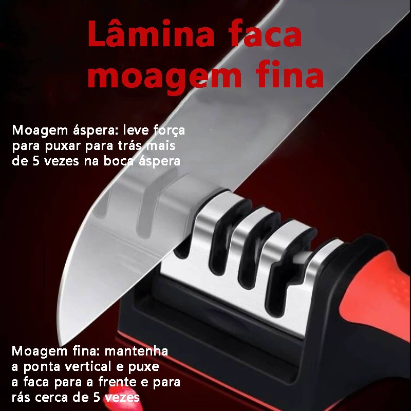 Amolador profissional de aço inoxidável, amolador de três estágios,material de aço inoxidável