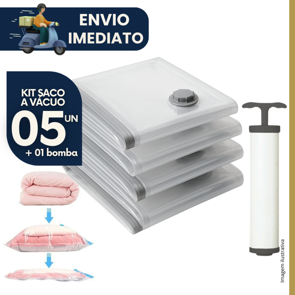 Kit 5  unidades Saco a Vacuo Organização de Roupas Mala Viagem Guarda Roupa em Oferta na Shopee