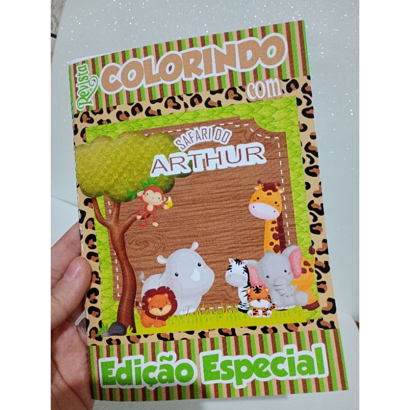 livrinho colorir safari lembrancinha personalizado/ livrinho de colorir capa brilhosa personalizado