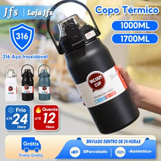 1700ml Garrafa Térmica De água Aço Inoxidável Garrafa Térmica Café Gelado Cubos Gelo De Aço inoxidável 316 Copo Térmico em Oferta na Shopee
