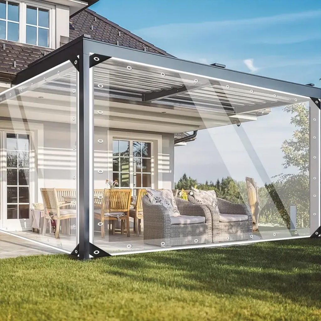 Lona PVC Transparente Reforçada e Impermeável – Cobertura Durável e Multifuncional para Portas, Janelas, Varandas e Gara