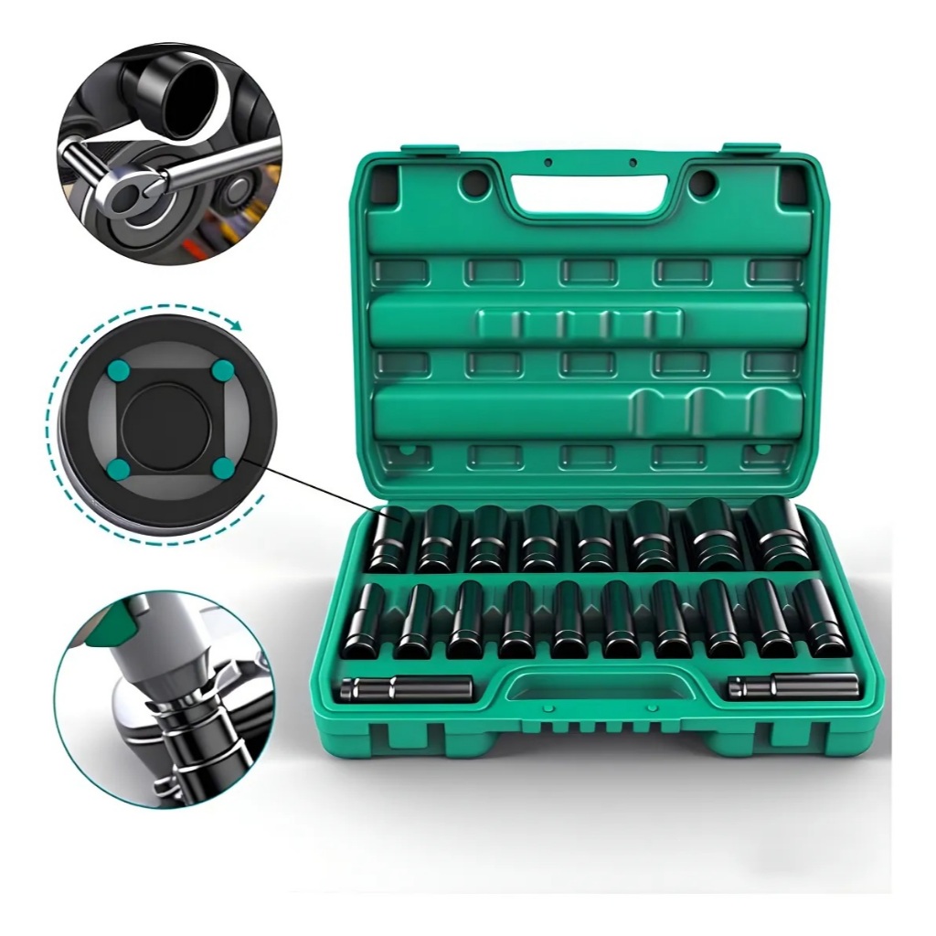20PCS Jogo de soquetes de impacto longo 1/2 Pol. 8mm - 32mm em Oferta na Shopee