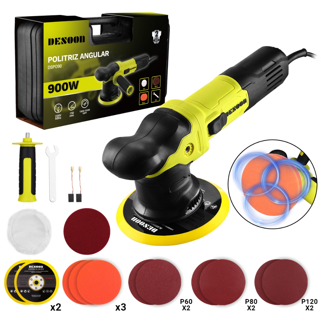 Politriz Roto Orbital Elétrica 900w Máquina De Polimento Rotativo De Trilhas De Automóveis Com 6 Velocidades Velocidades em Oferta na Shopee