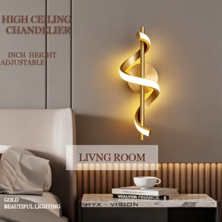 Arandela LED Espiral 40cm Dourado 10W 3000K Bivolt Parede Moderna – NÃO Recarregável / precisa ligar na tomada em Oferta na Shopee