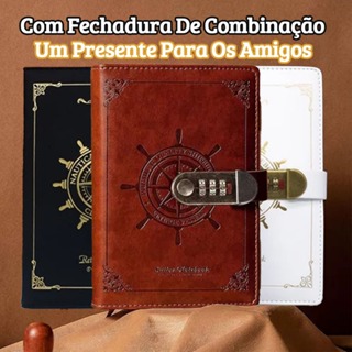 Caderno Couro Com Trava Para Combinação, Diário de Viagem para Marinheiro, Agenda Pessoal em Oferta na Shopee