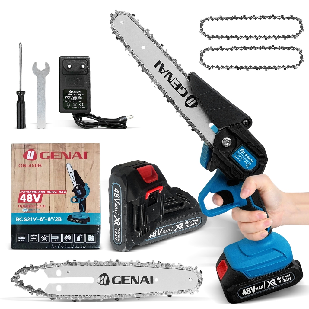 48V Motosserra Eletrica Potente 2 Baterias Recarregavel Sem Fio Madeira Galho Bambu Arvore Folha Carpintaria em Oferta na Shopee
