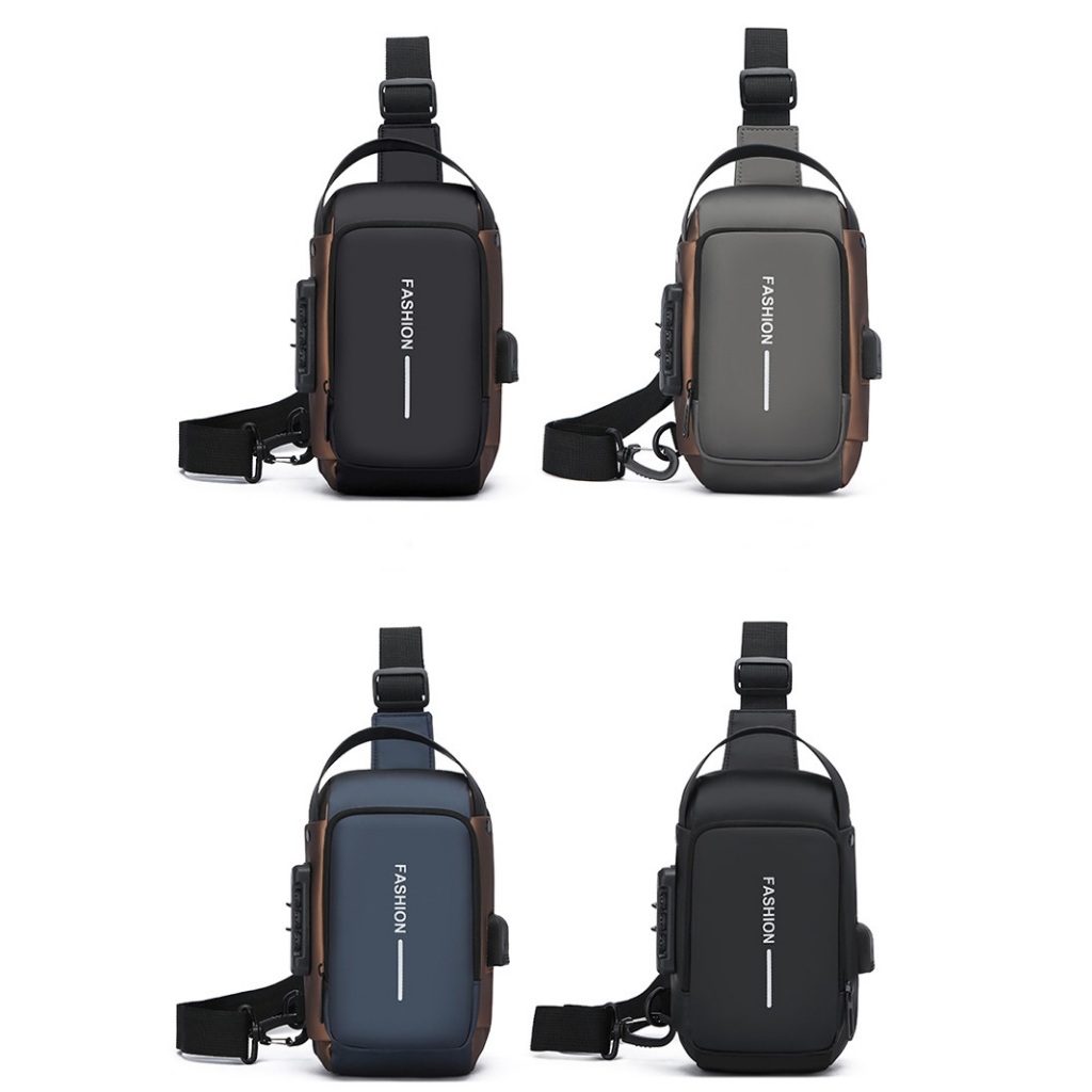 Bolsa Masculina Pochete  motocicletas Transversal Cadeado Ombro Impermeável Tecido Liso Antifurto Bolsa De Peito em Oferta na Shopee