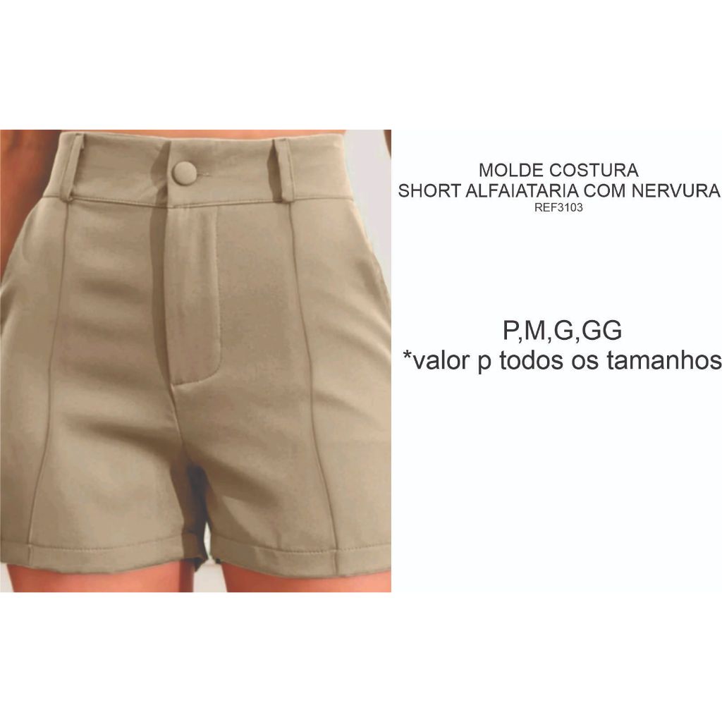REF3103 MOLDE SHORT ALFAIATARIA COM NERVURA 38,40,42,44 valor p tdos tamanhos *FICHA TÉCNICA NAS IMAGENS em Oferta na Shopee