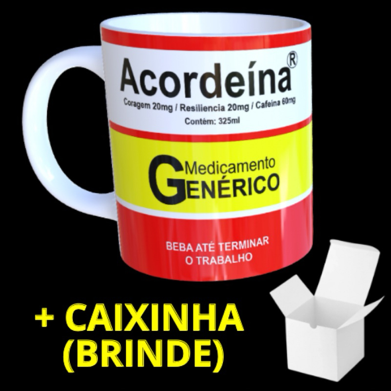 Caneca personalizada tarja remédio presente engraçado ACORDEINA + brinde