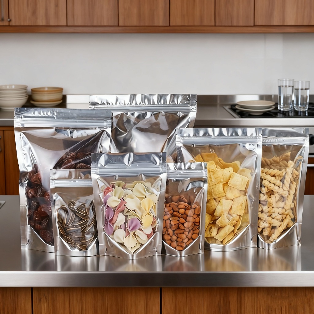 KIT 50 UNIDADES SACO SAQUINHO ZIP METALIZADO HÉRMETICO PARA ALIMENTOS FRENTE INCOLOR em Oferta na Shopee