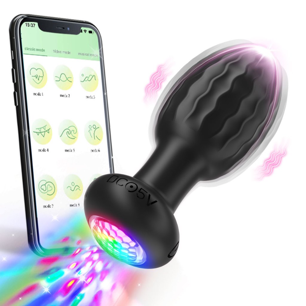 De Controle Remoto APP Vibração De 9 Frequências Brinquedos Sexuais De Plugue Anal Vibratório Colorido Com Luz LED em Oferta na Shopee