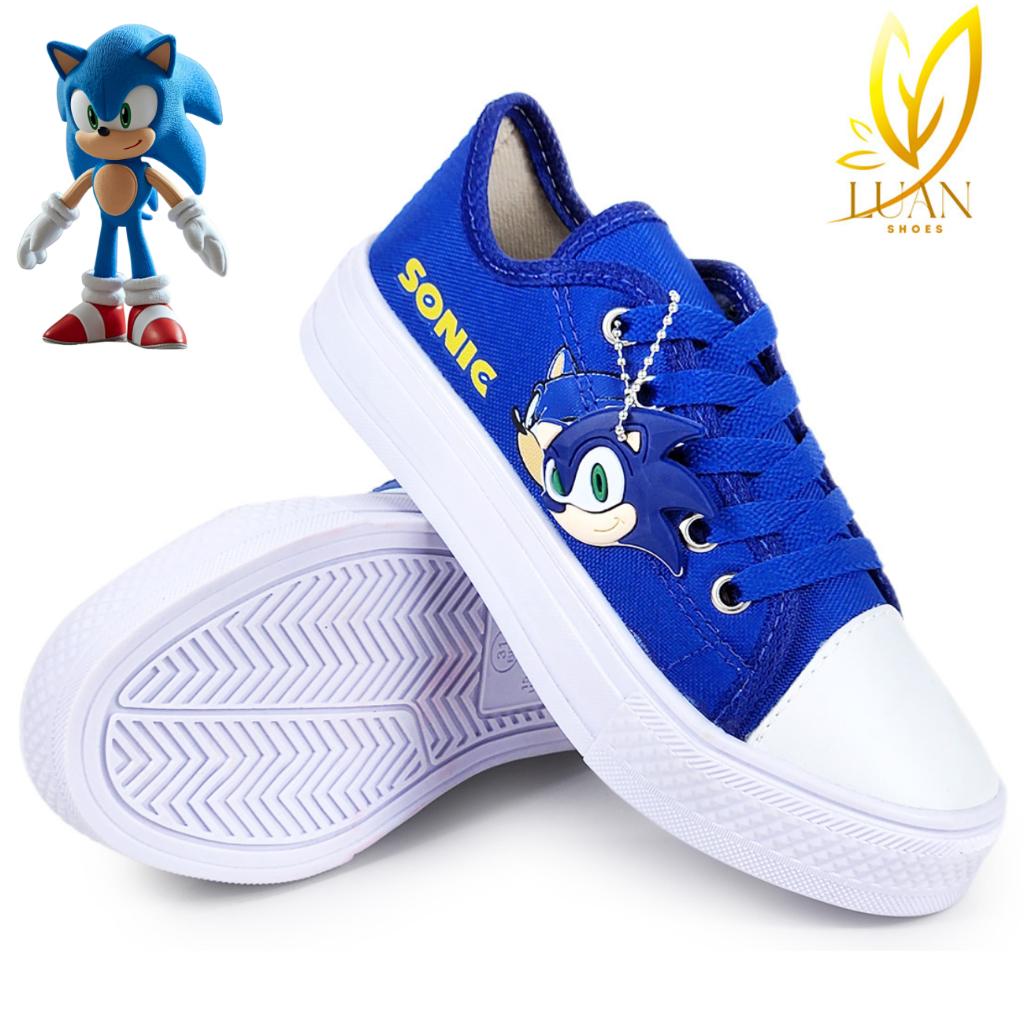 TENIS INFANTIL DO SONIC CANO BAIXO AZUL ESCOLAR PASSEIO PRESENTE em Oferta na Shopee