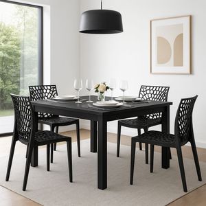 QUEIMA DE ESTOQUE - Mesa de Jantar Quadrada Industrial – Design de Madeira p/ 4 Lugares