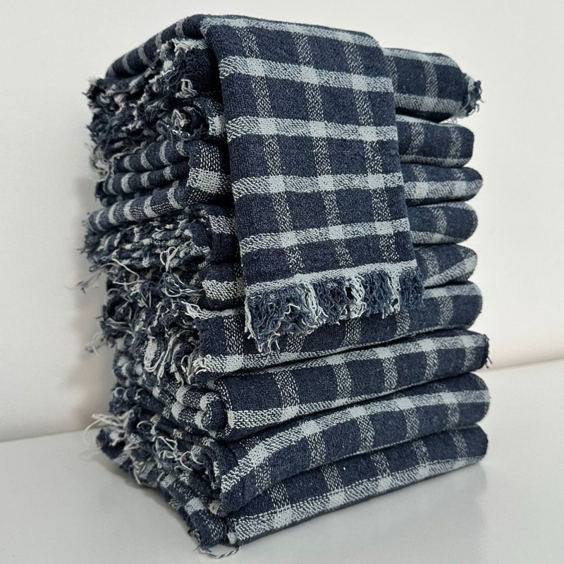 Kit 05 Panos de Chão Premium Xadrez Alvejado 45x75cm – Malha Dupla 100% Algodão