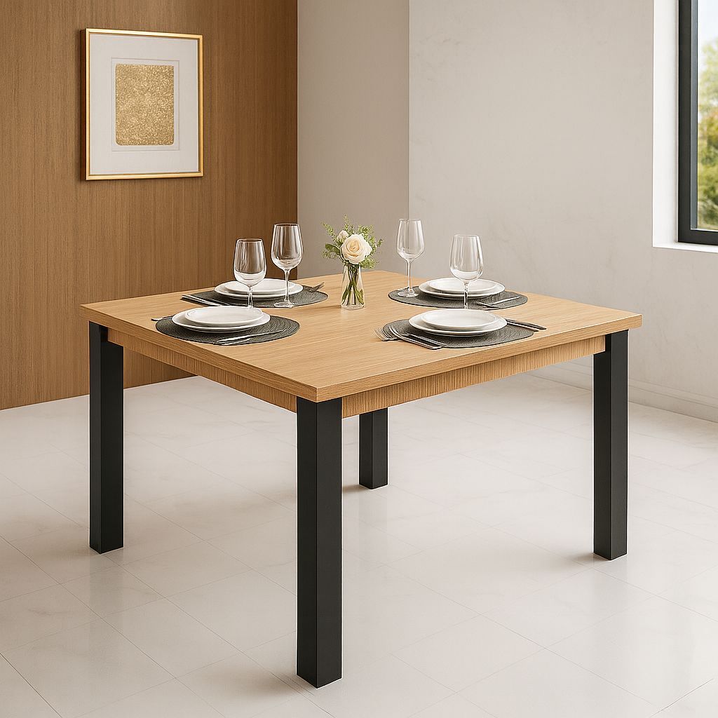Mesa Para Cozinha e Sala de Jantar 90x90 Tampo Madeira