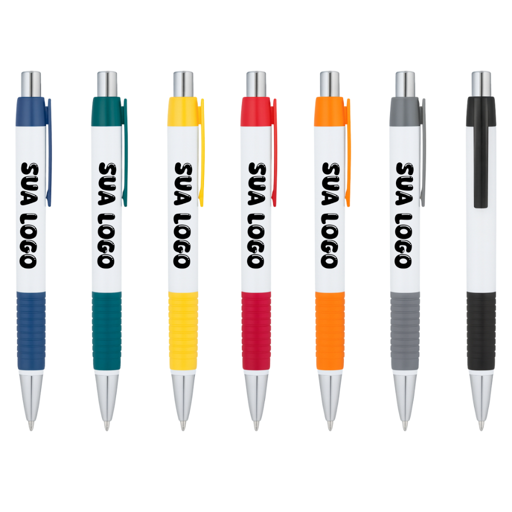 Kit 50/100 Caneta Modelo 511 Plastico Diversas Cores tinta Azul Personalizadas Nome Logo Frase
