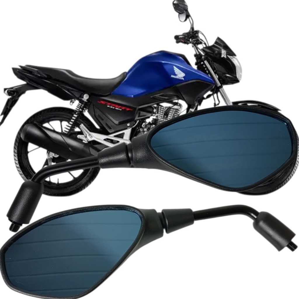 Par Retrovisor Bmw F800 Haste Longa Lente Azul Cg Fan Titan Start 150 160 Cb 300 Twister Xre 300